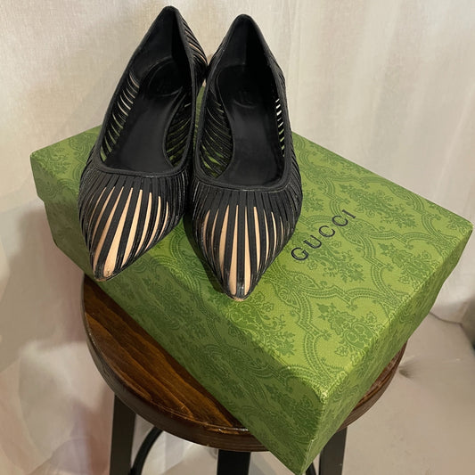 Gucci zwart leren kitten heels 39.5