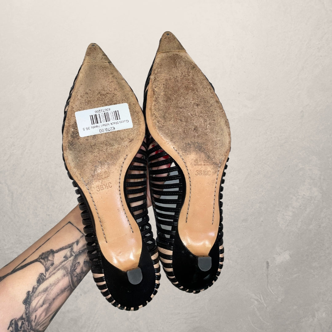 Gucci zwart leren kitten heels 39.5