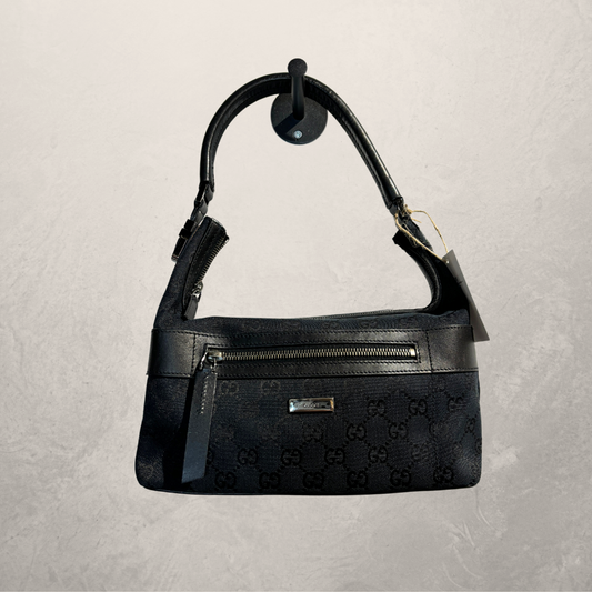 Gucci black monogram canvas handbag -by RomaeStudios