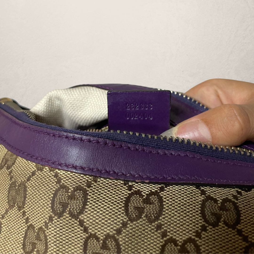 Gucci brown/purple canvas shoulderbag - by Romae Studios