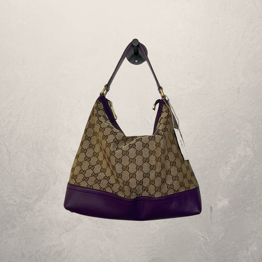 Gucci brown/purple canvas shoulderbag - by Romae Studios