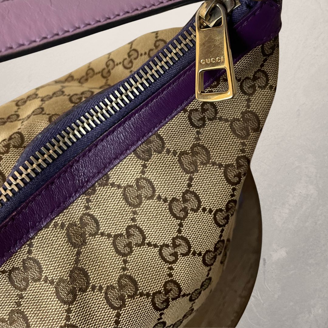 Gucci brown/purple canvas shoulderbag - by Romae Studios