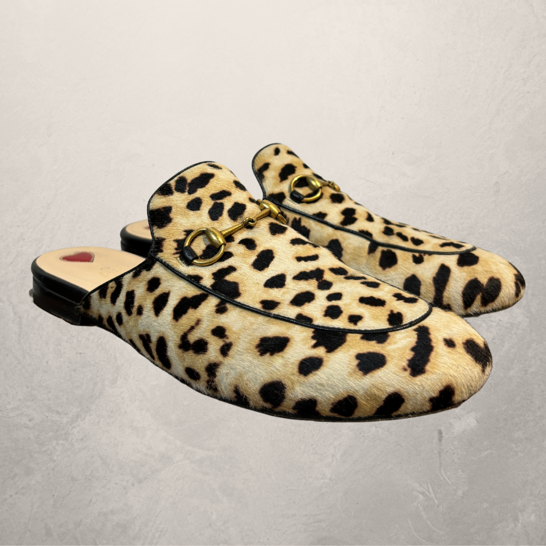 Gucci leopard Princetown flat loafers 40