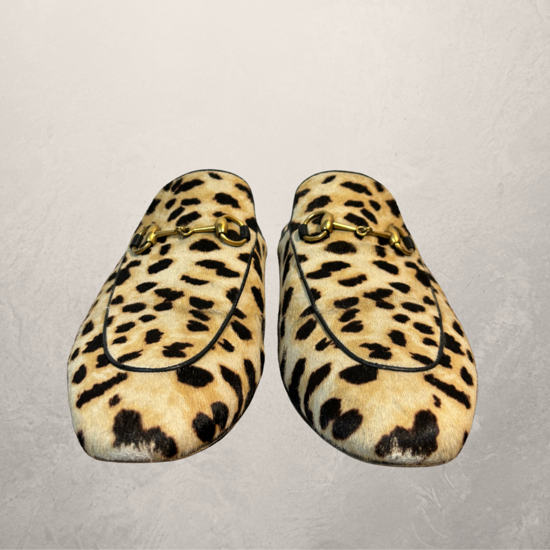 Gucci leopard Princetown flat loafers 40