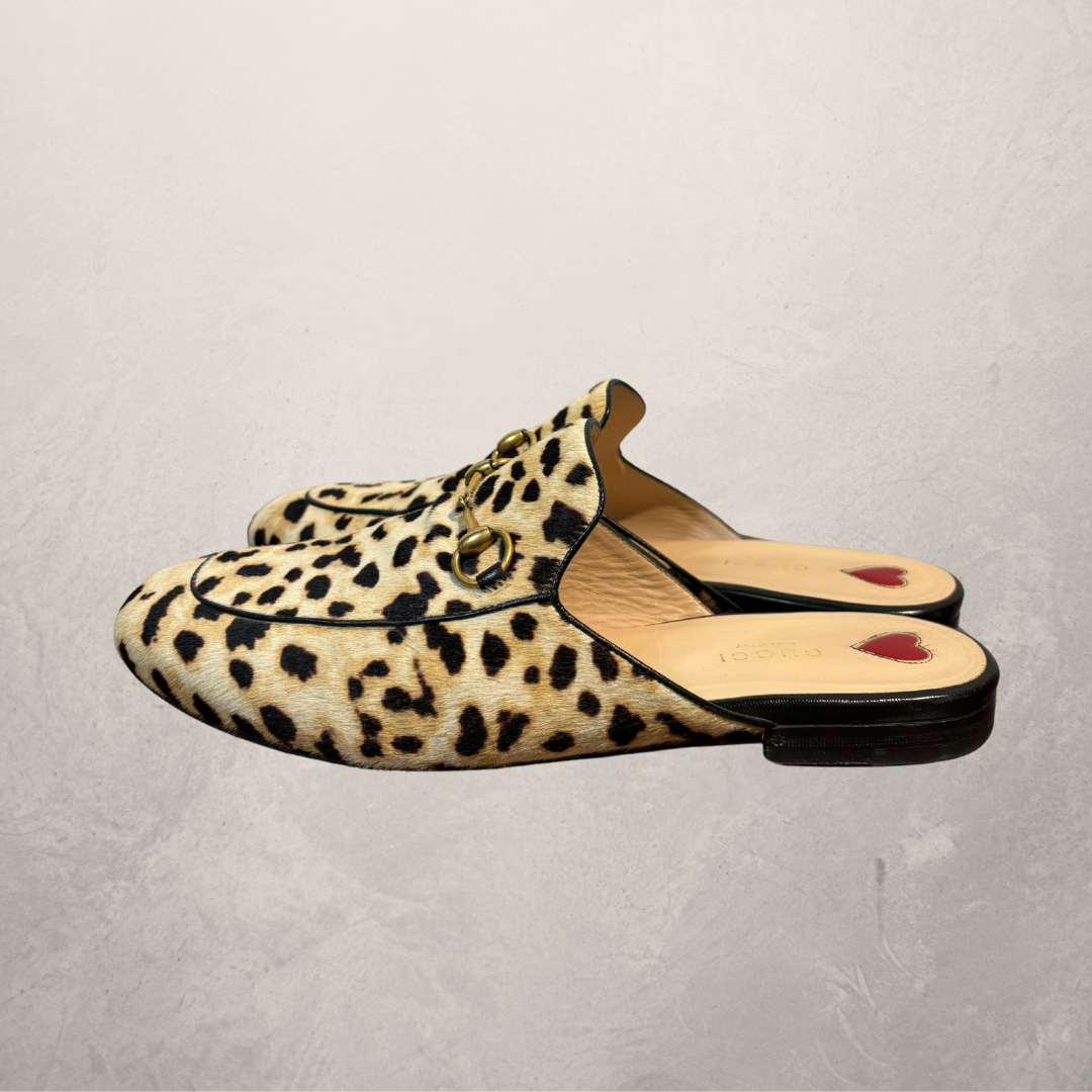 Gucci leopard Princetown flat loafers 40