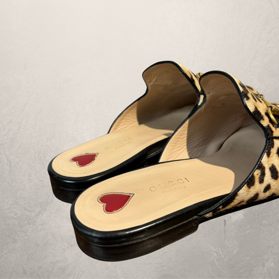 Gucci leopard Princetown flat loafers 40