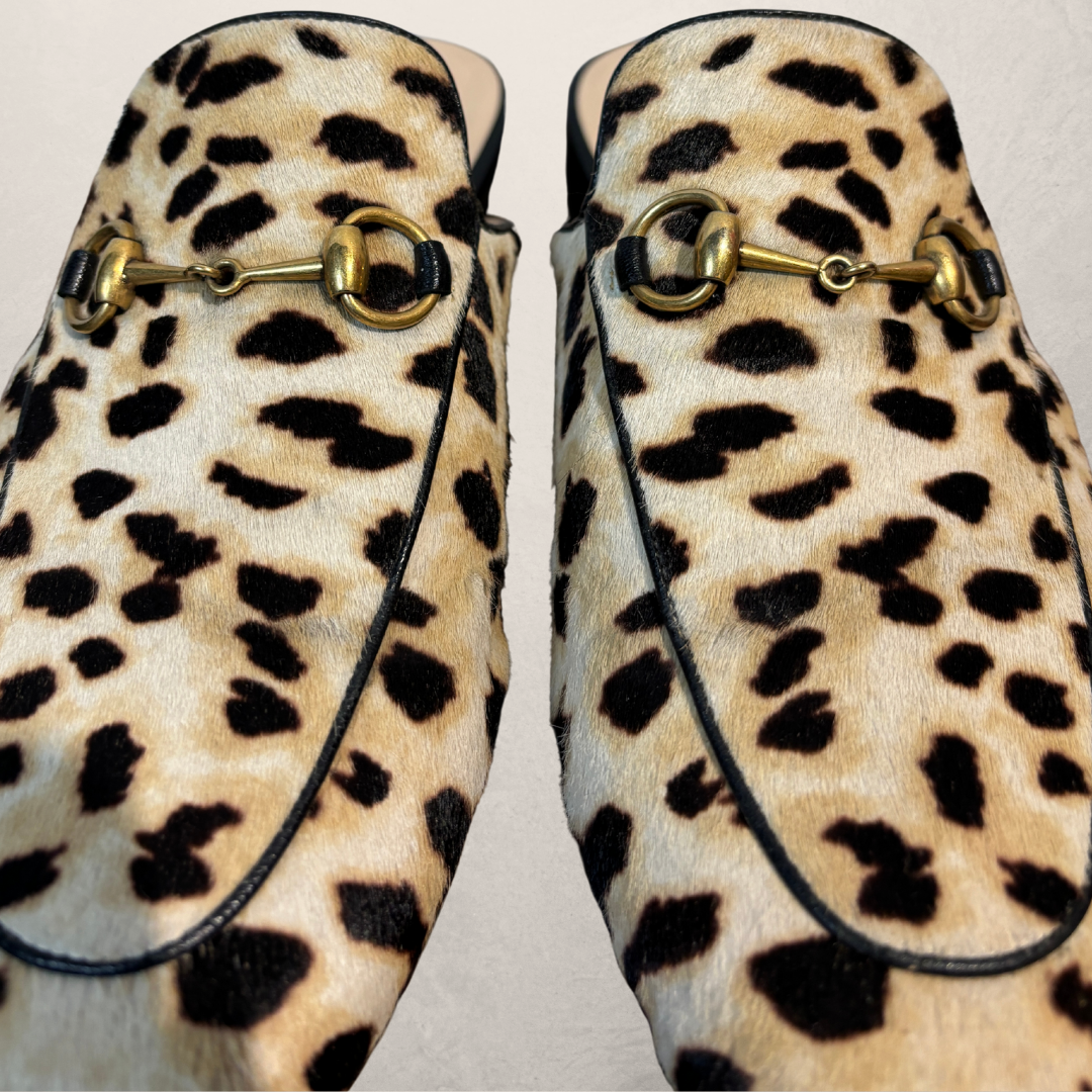 Gucci leopard Princetown flat loafers 40