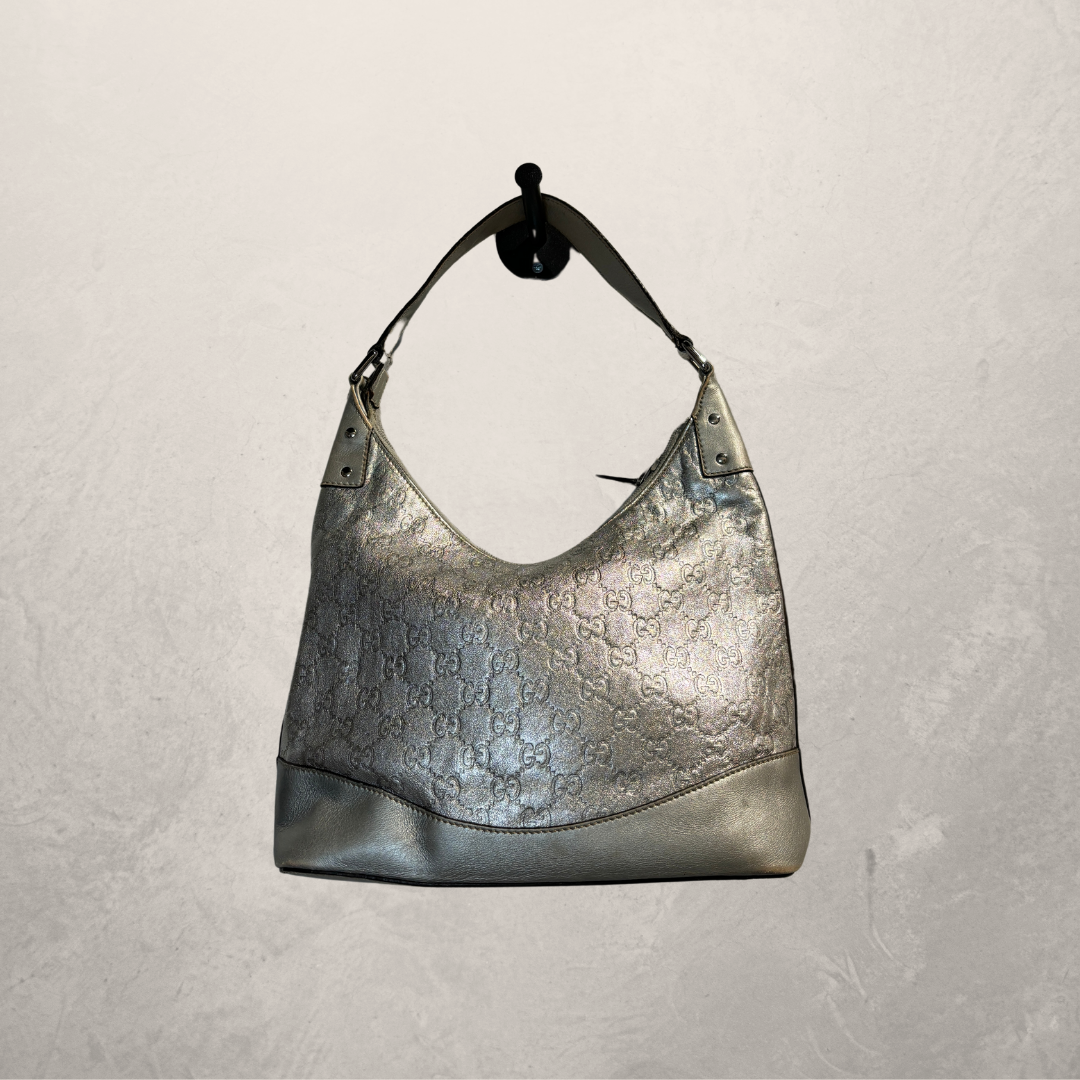 Gucci silver ‘Guccissima’ hobo shoulder bag- by Romae Studios