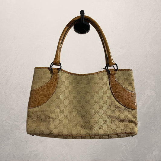 Gucci - issima beige canvas leren tas