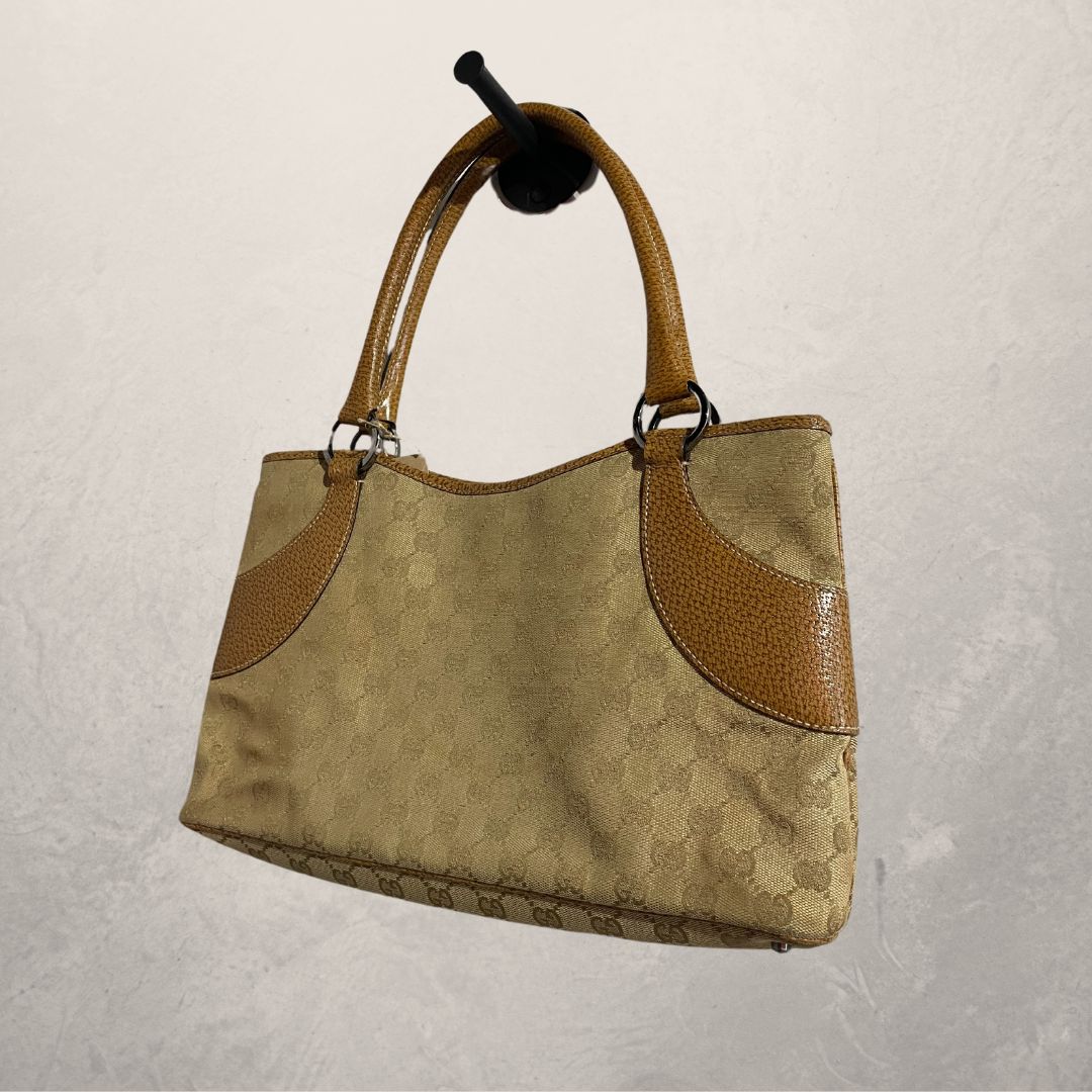 Gucci - issima beige canvas leather bag