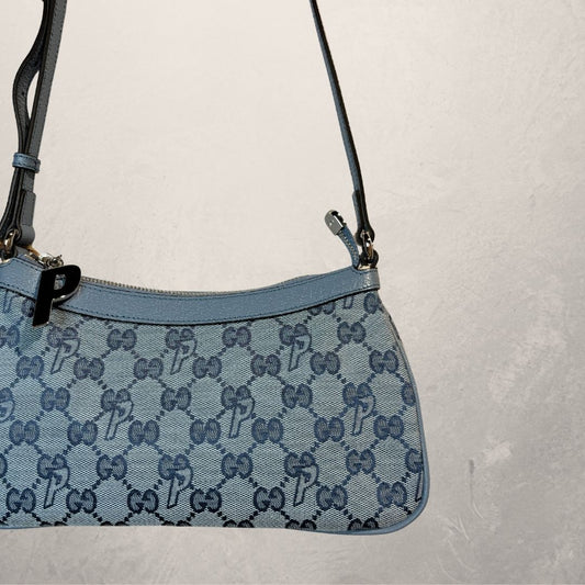 Gucci x Palace lightblue GG canvas crossbody bag- by Romae Studios