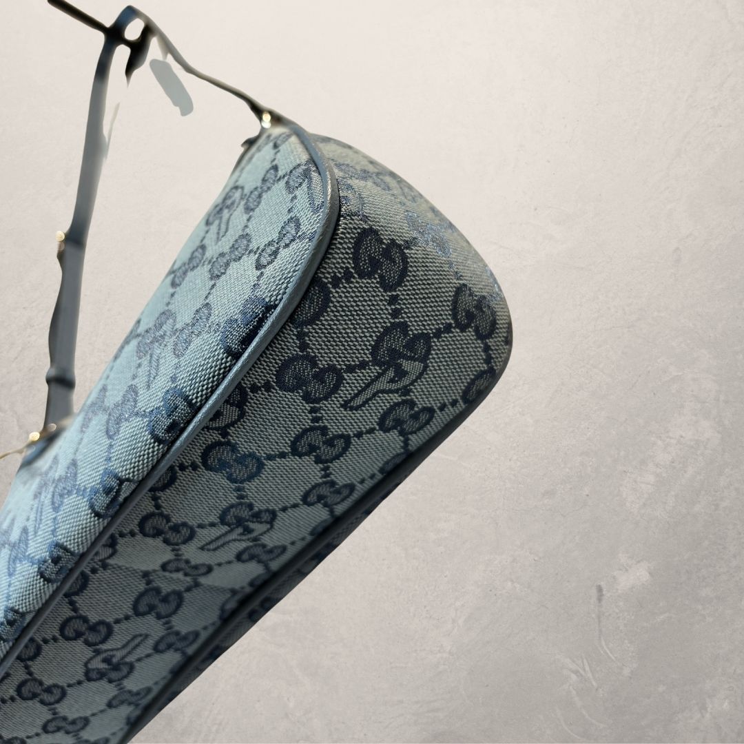 Gucci x Palace lightblue GG canvas crossbody bag- by Romae Studios