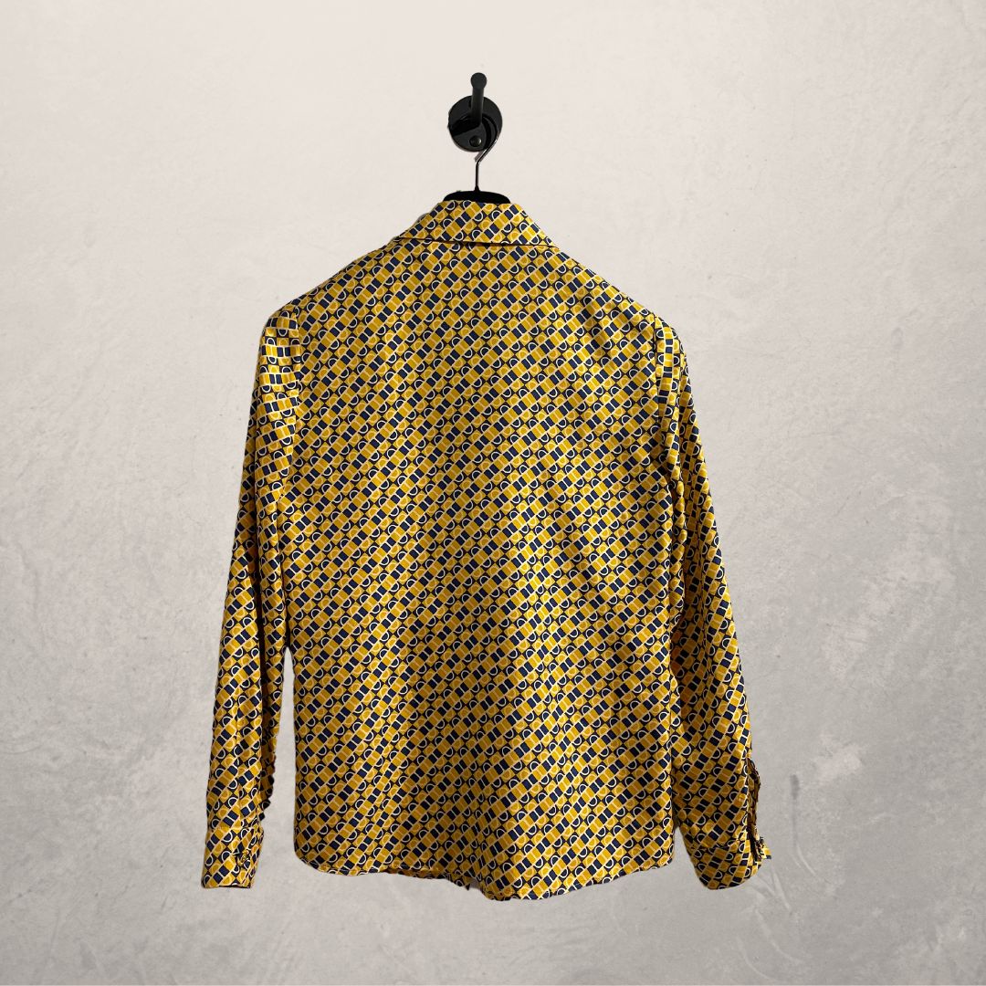 Gucci yellow 100% silk pattern blouse 38