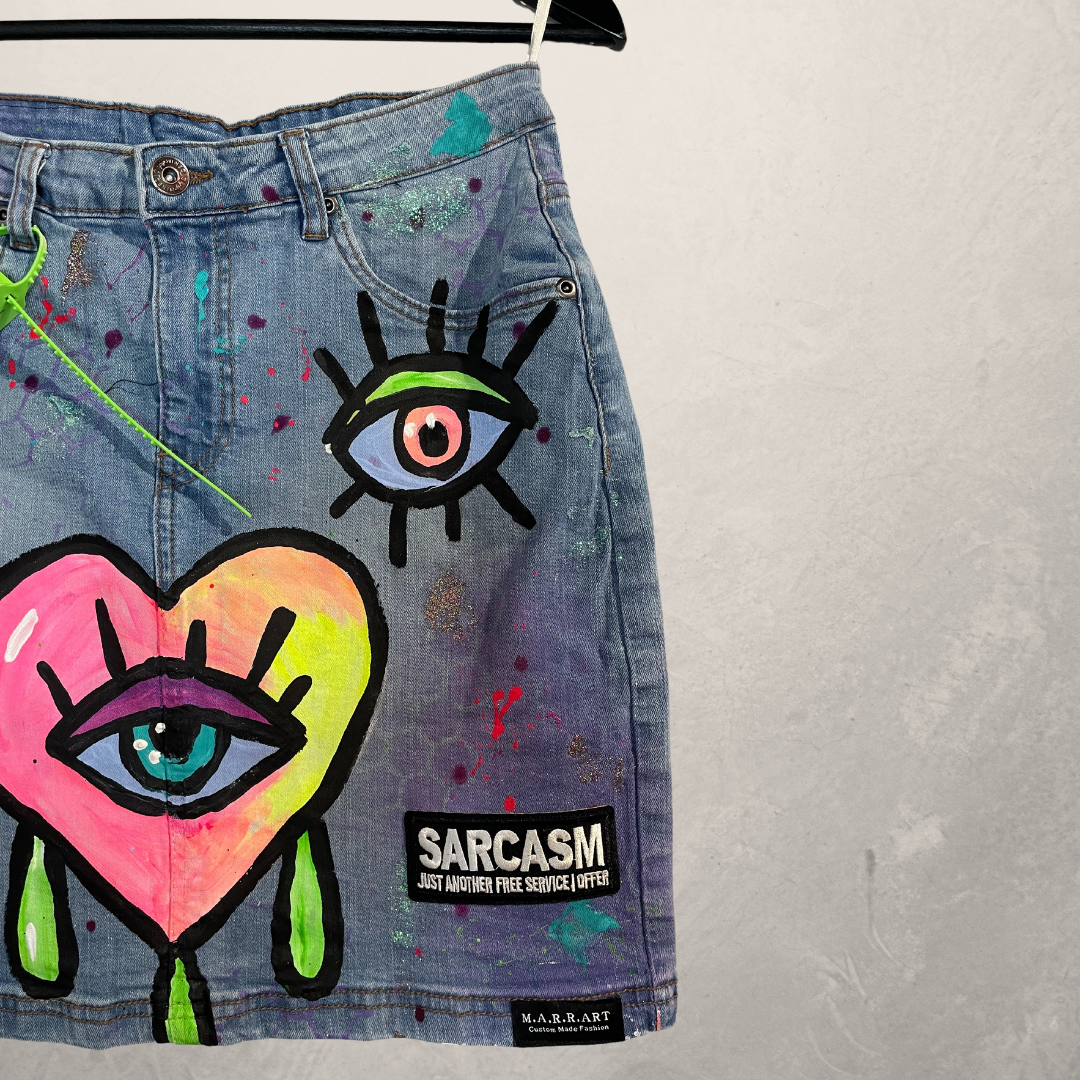 Happy Heart denim skirt S- By @M.a.r.r.art