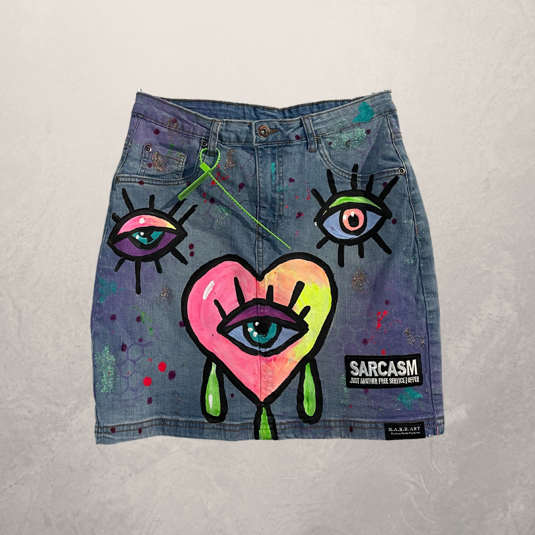 Happy Heart denim skirt S- By @M.a.r.r.art