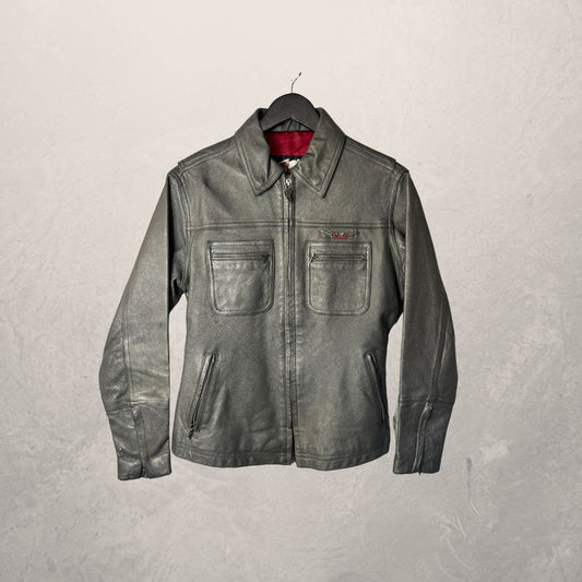 Harley Davidson grey leather jacket S/M