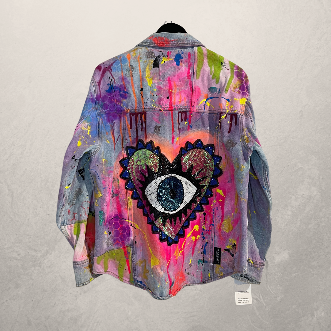 Heart blue denim jacket OS - By @M.a.r.r.art