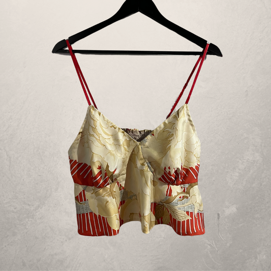 "Hermes" red 100% silk cami top M/L- by @Home_is_a_Runway