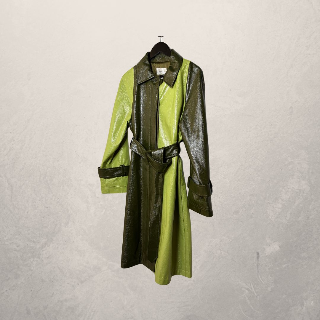 Hosbjerg groene panneled imitatieleren jas S/M