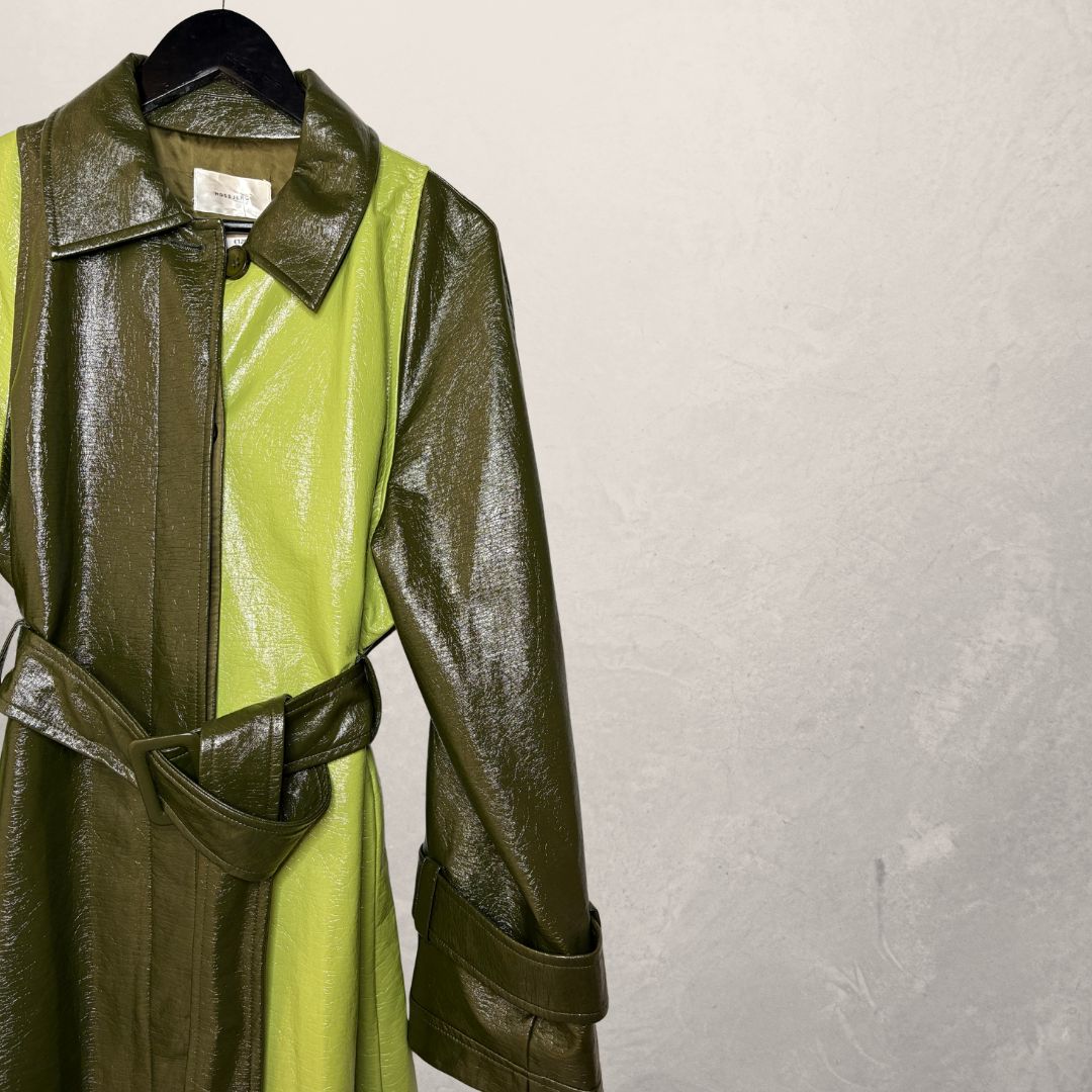 Hosbjerg groene panneled imitatieleren jas S/M