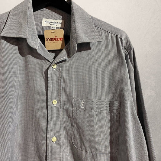 Vintage YSL blue/ grey cotton shirt M