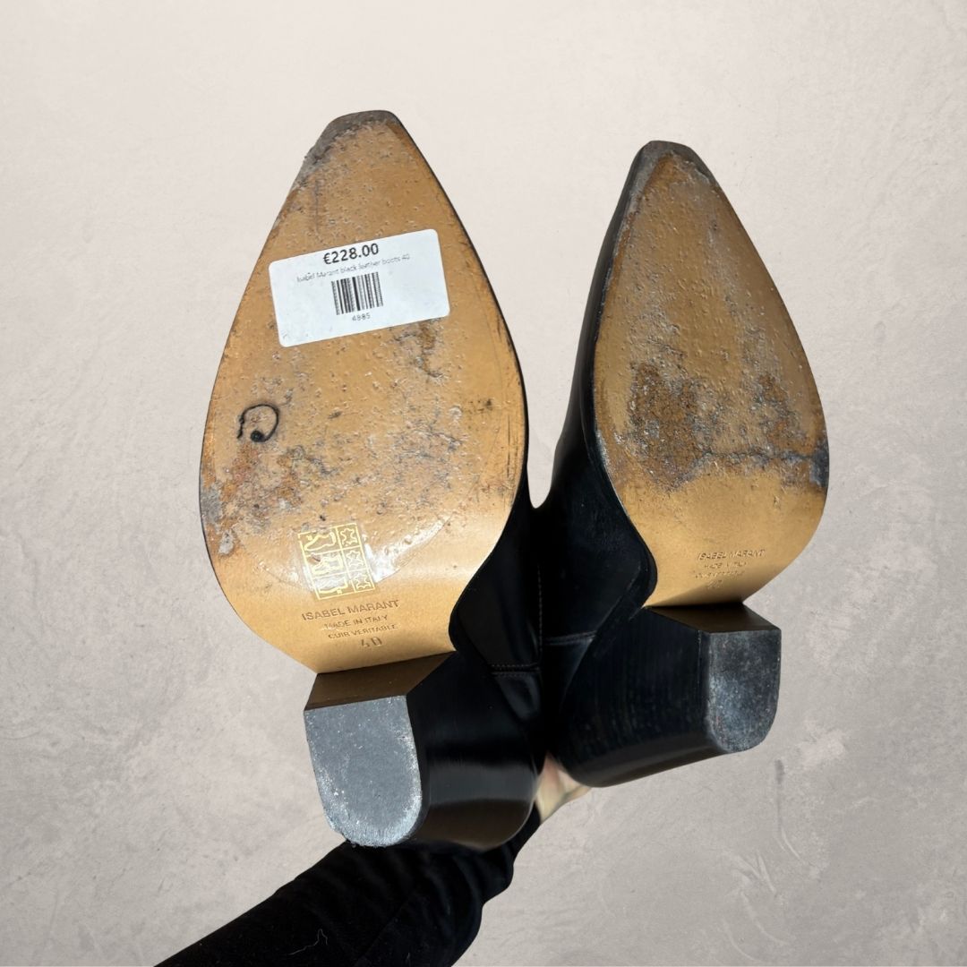 Isabel Marant zwarte leren twist santiag laarzen 40