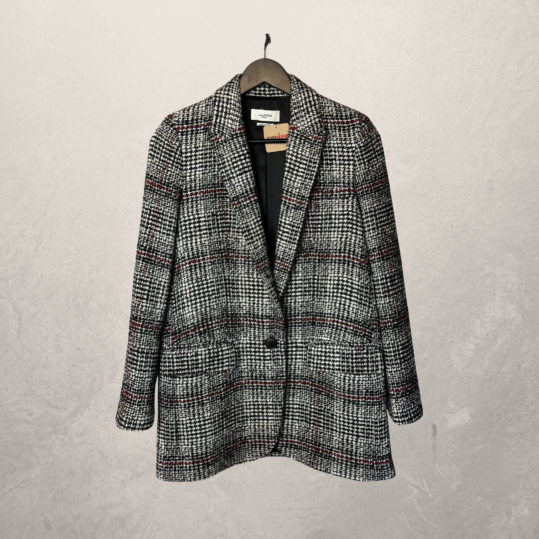Isabel Marant etoile zwart/rode tweed blazer jas 36
