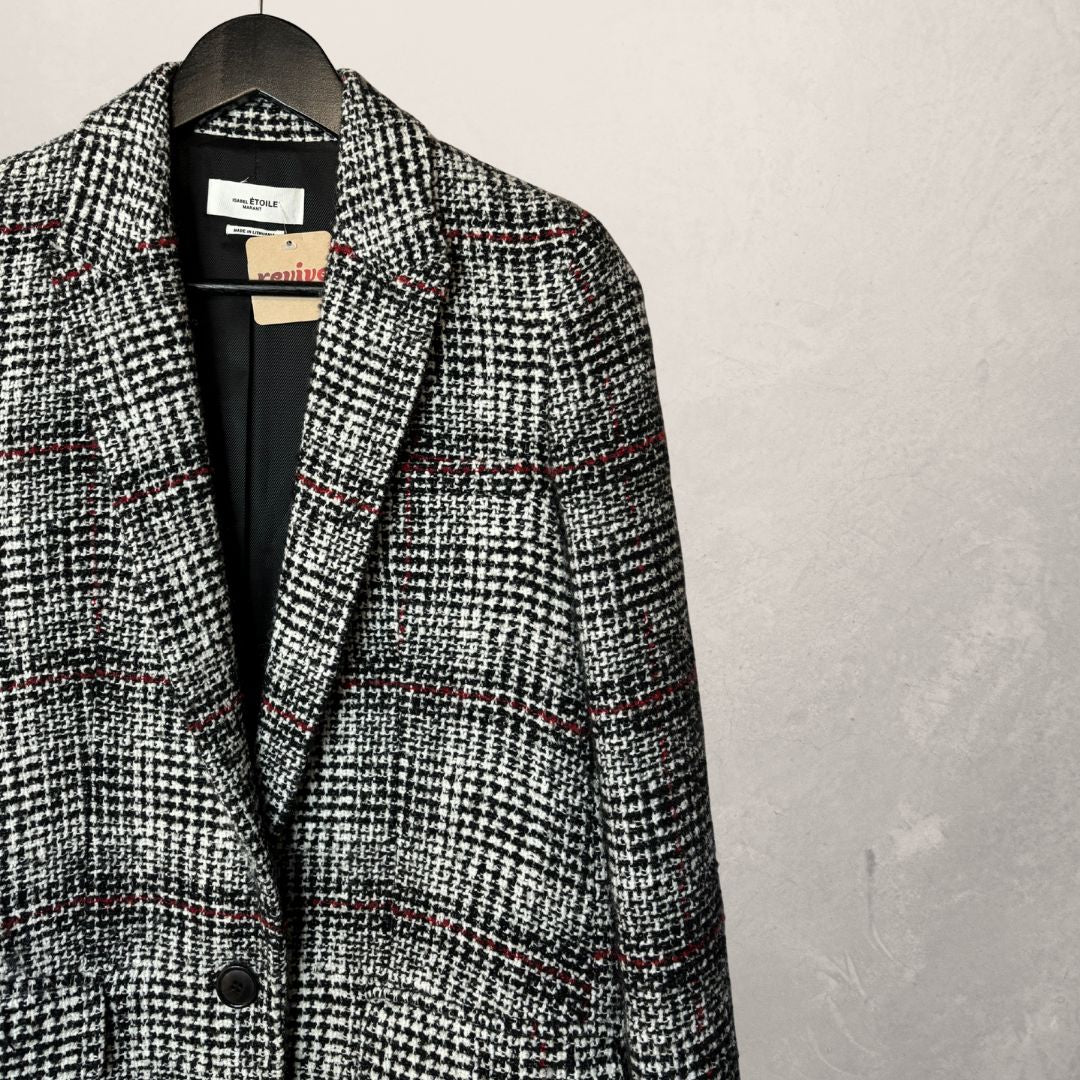 Isabel Marant etoile zwart/rode tweed blazer jas 36