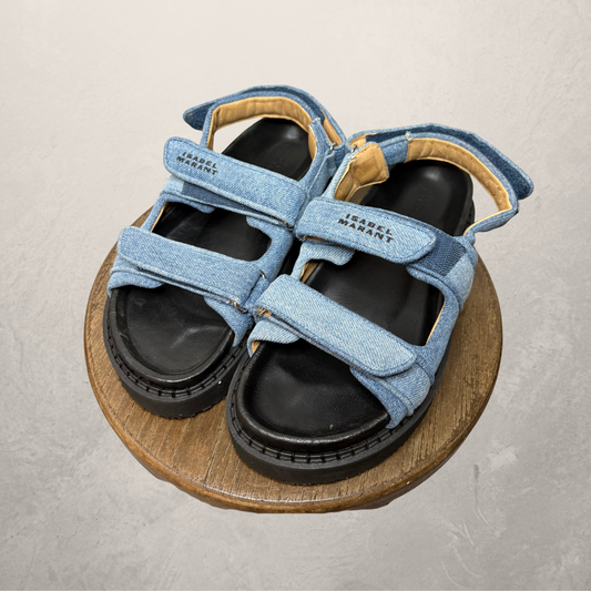 Isabel Marant light blue denim slingback sandals 41