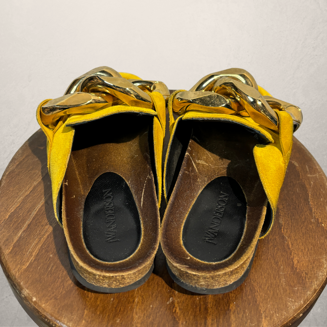 JW Anderson mustard yellow chain mules 37