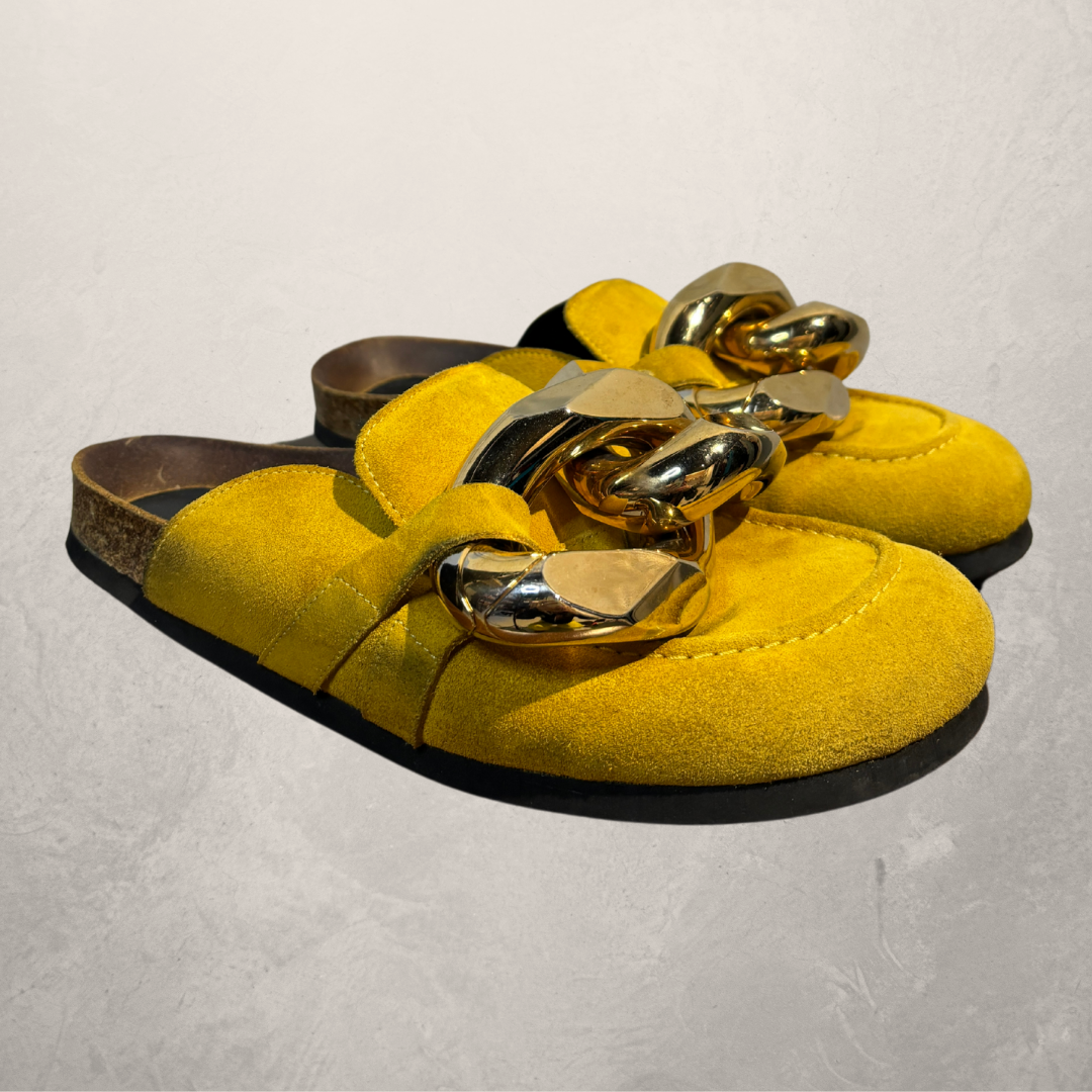 JW Anderson mustard yellow chain mules 37