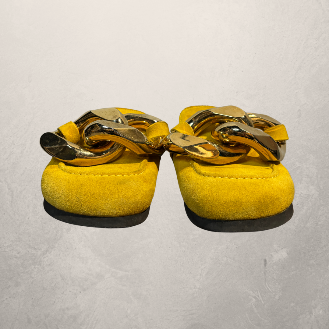 JW Anderson mustard yellow chain mules 37