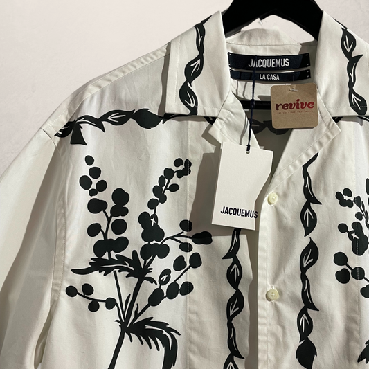 Jacquemus La Casa white/ black floral graphic shirt L