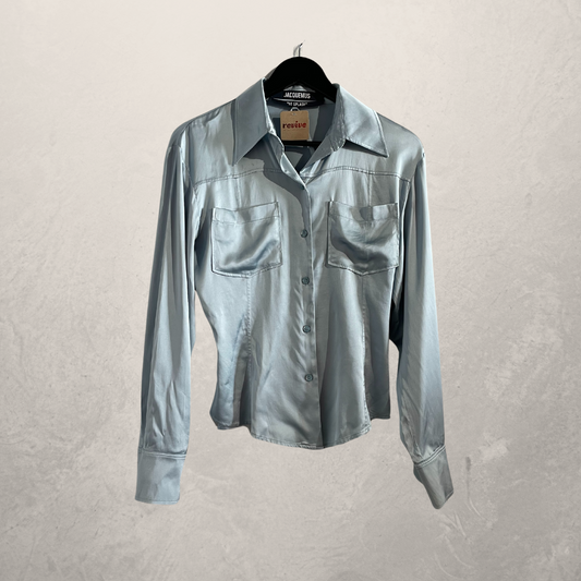 Jacquemus blue/grey "Le Splash" satin like blouse S