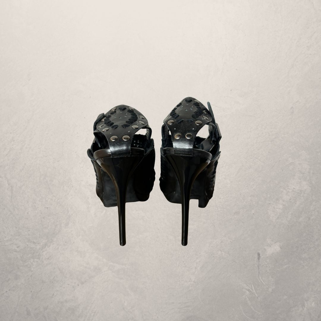 Jimmy Choo x H&M black studded gladiator heels 39