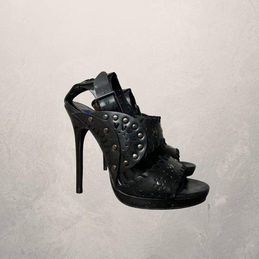 Jimmy Choo x H&M black studded gladiator heels 39