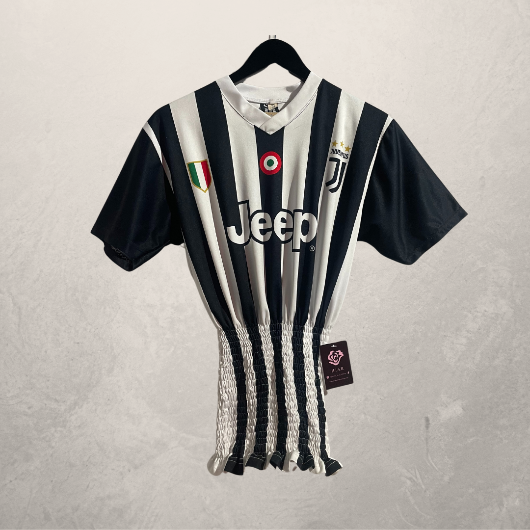 Juventus black/white rouched jersey OS- by @Home_is_a_Runway