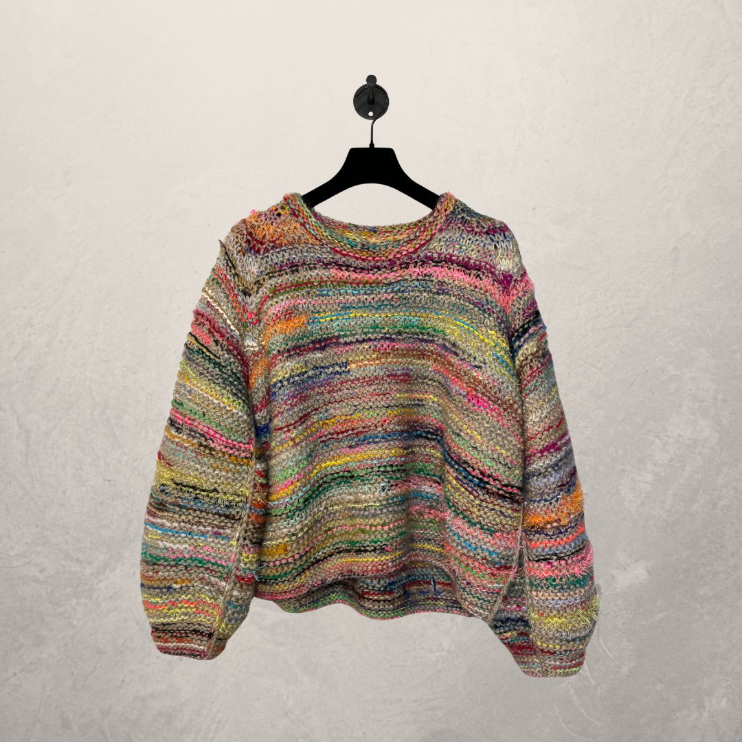 Breiwerk veelkleurig 100% wol gebreid S/M