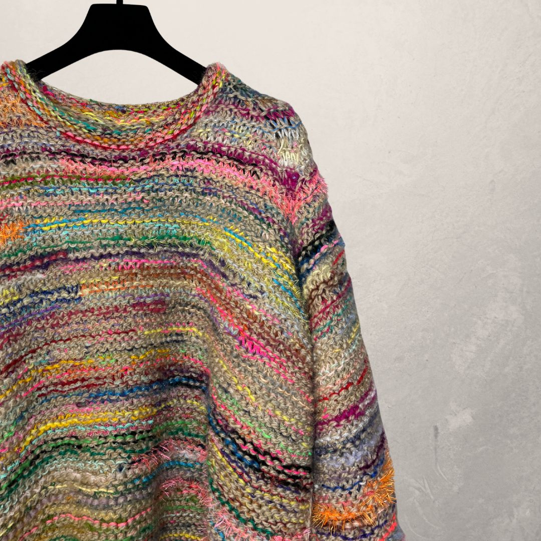 Breiwerk veelkleurig 100% wol gebreid S/M