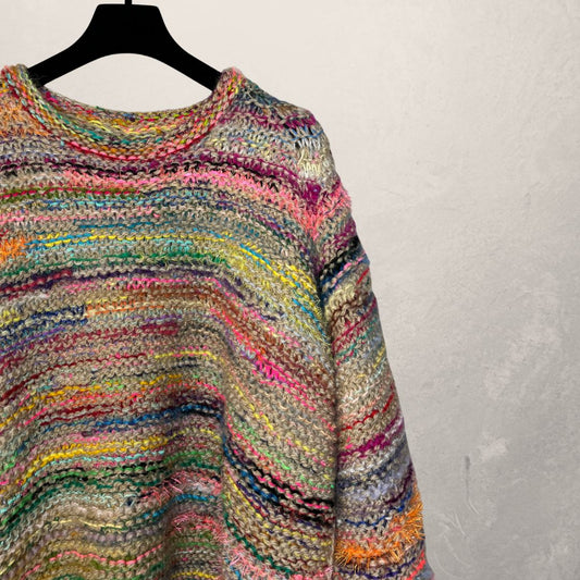 Breiwerk veelkleurig 100% wol gebreid S/M