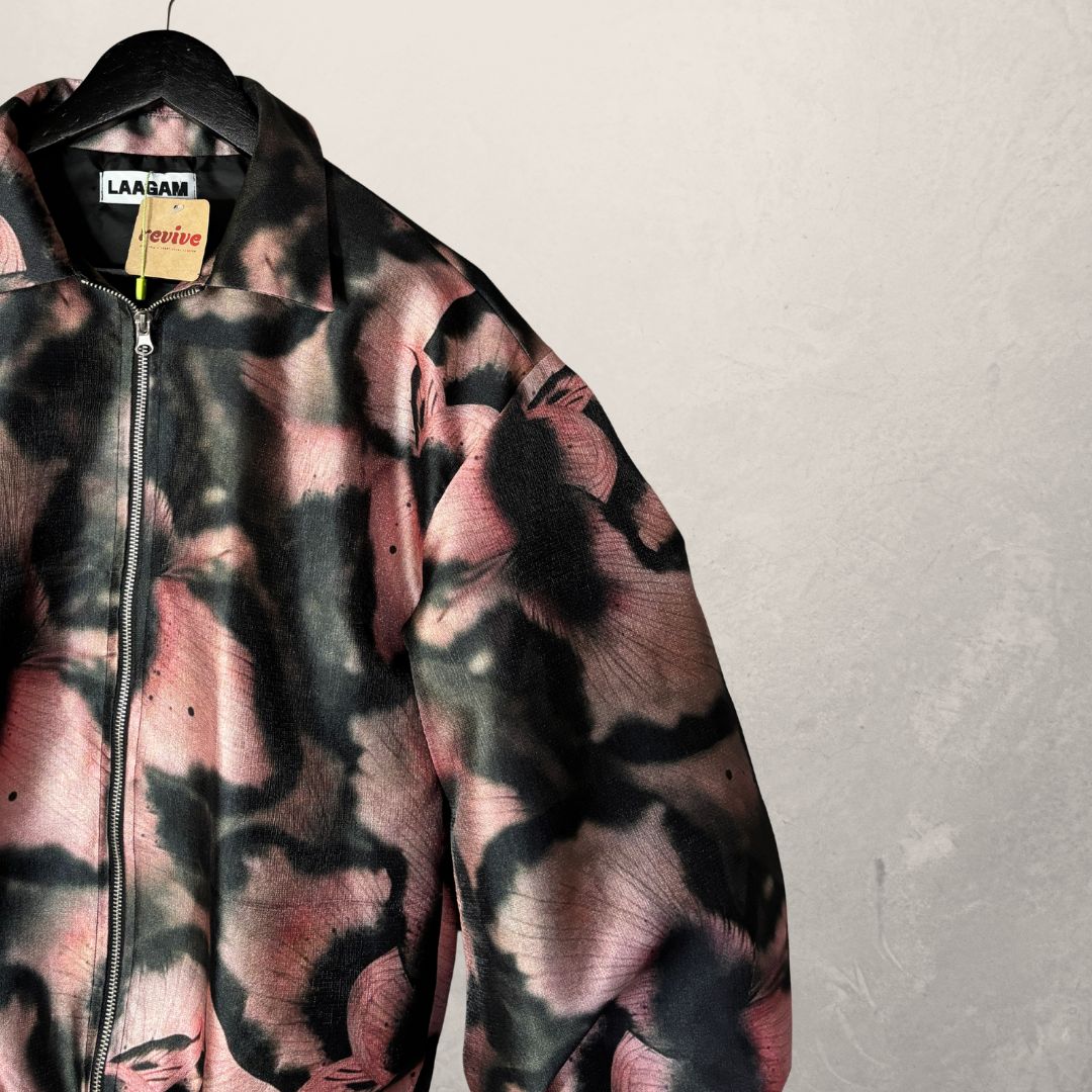 Laagam pink and black bomber jacket XS