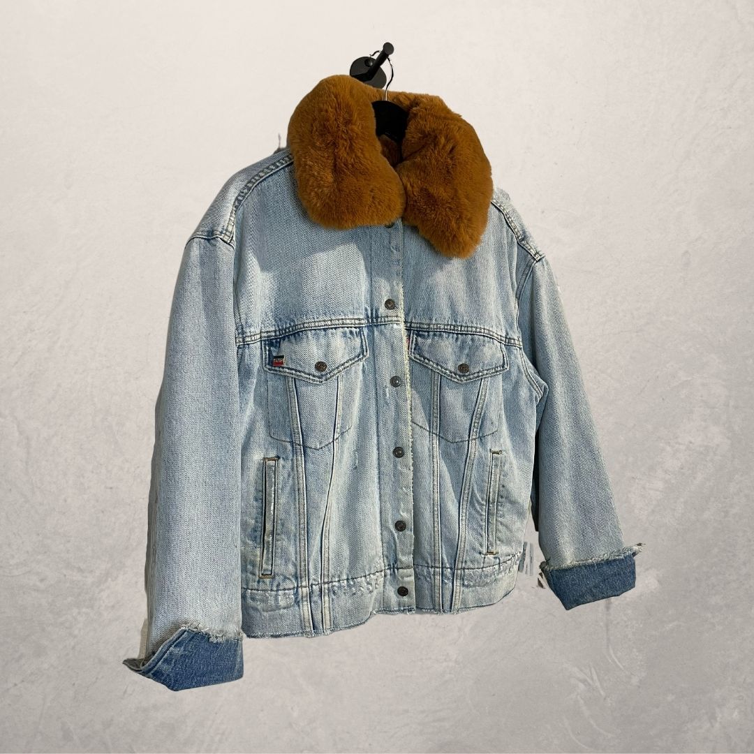 Levi's light blue teddy denim jacket OS