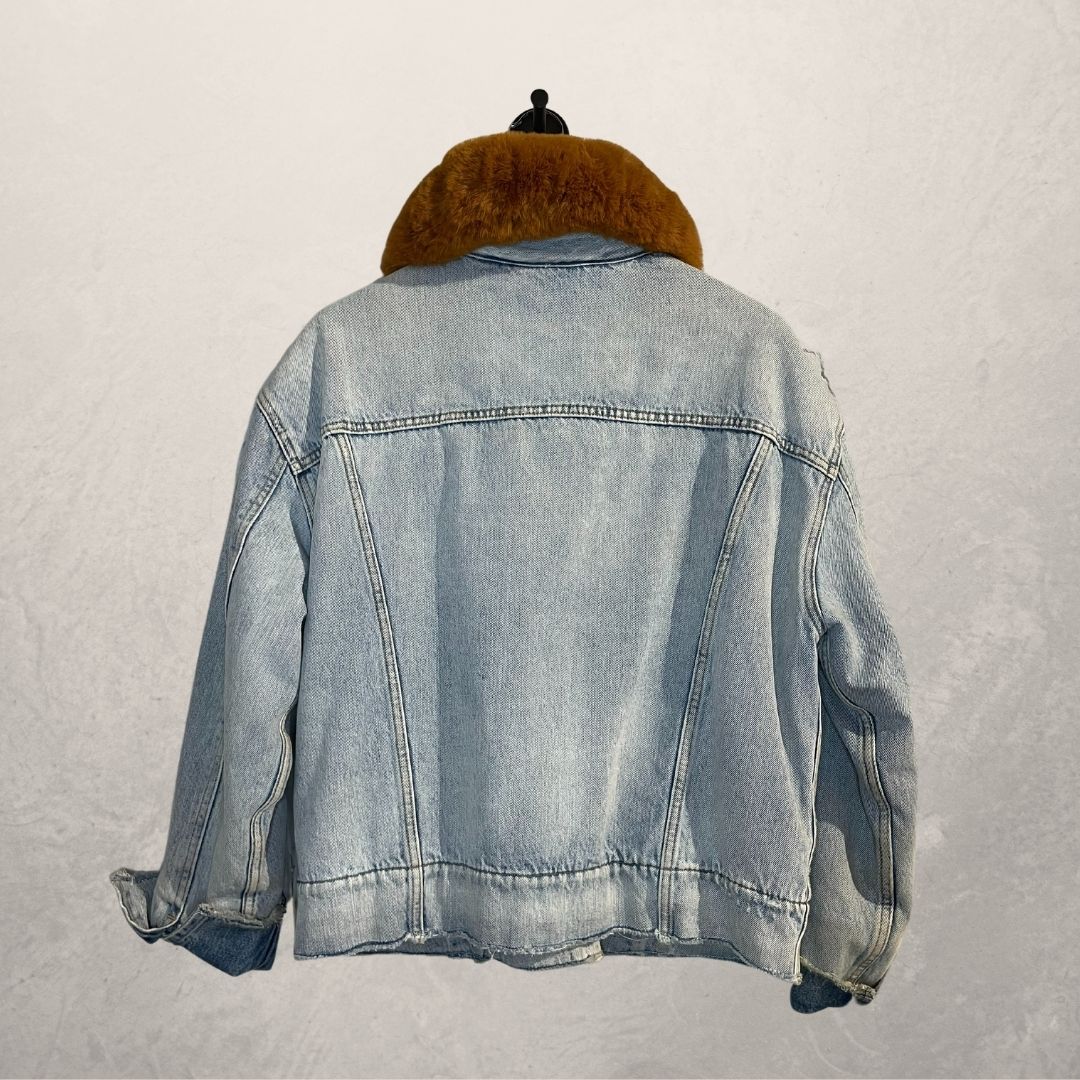 Levi's light blue teddy denim jacket OS