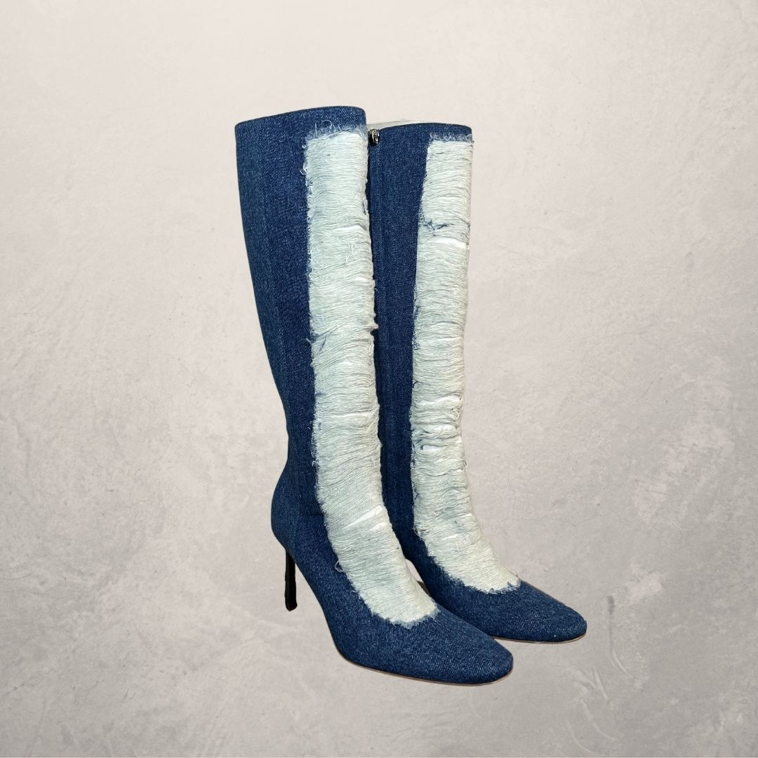 Loewe denim knee high boots 38