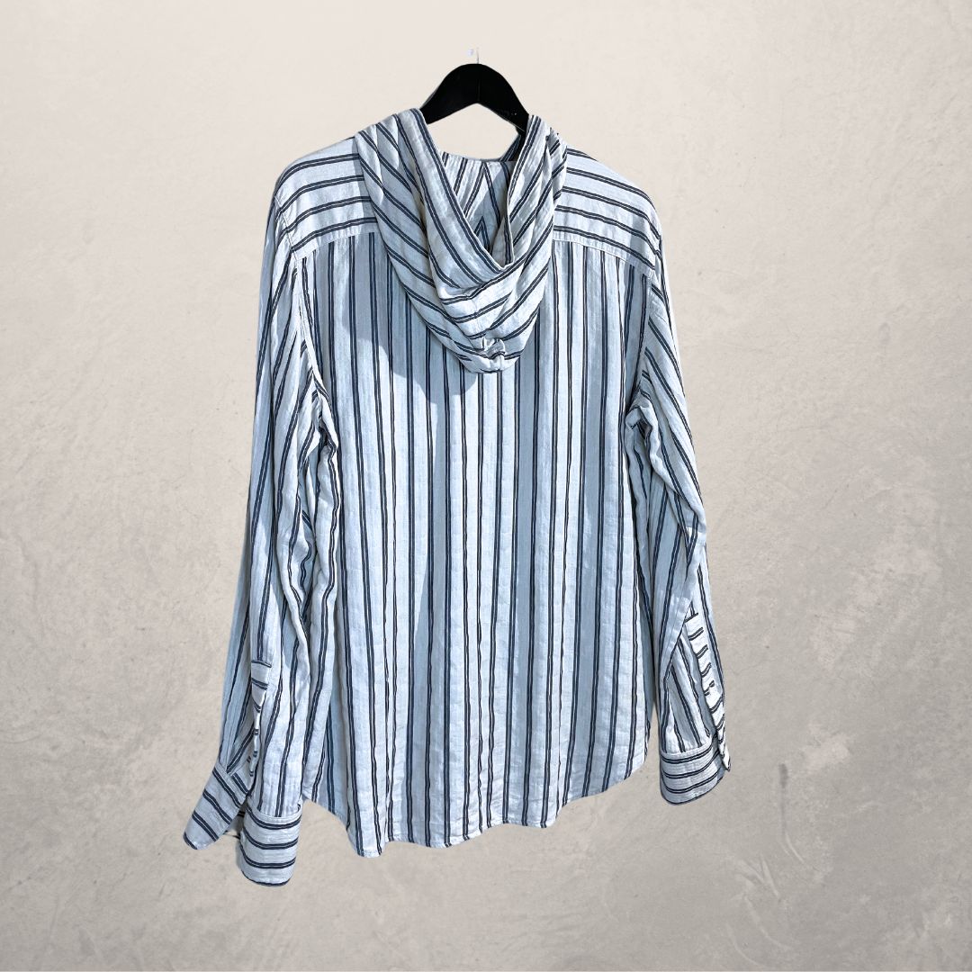 Loewe stripe hooded cotton shirt M