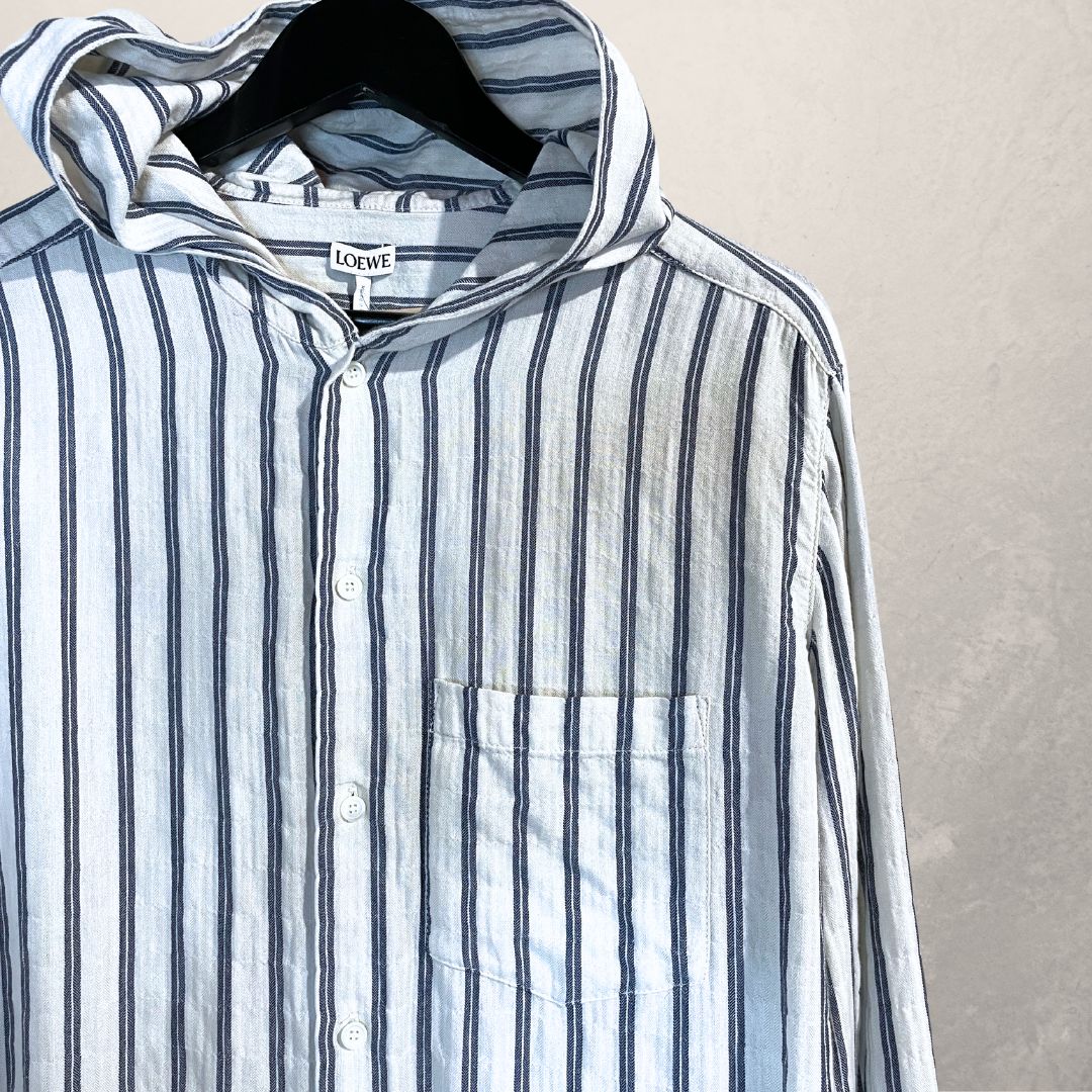 Loewe stripe hooded cotton shirt M