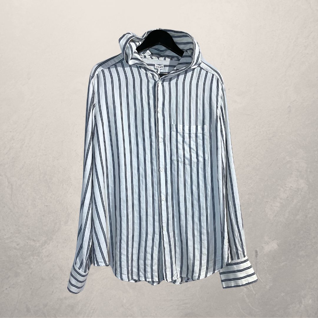 Loewe stripe hooded cotton shirt M