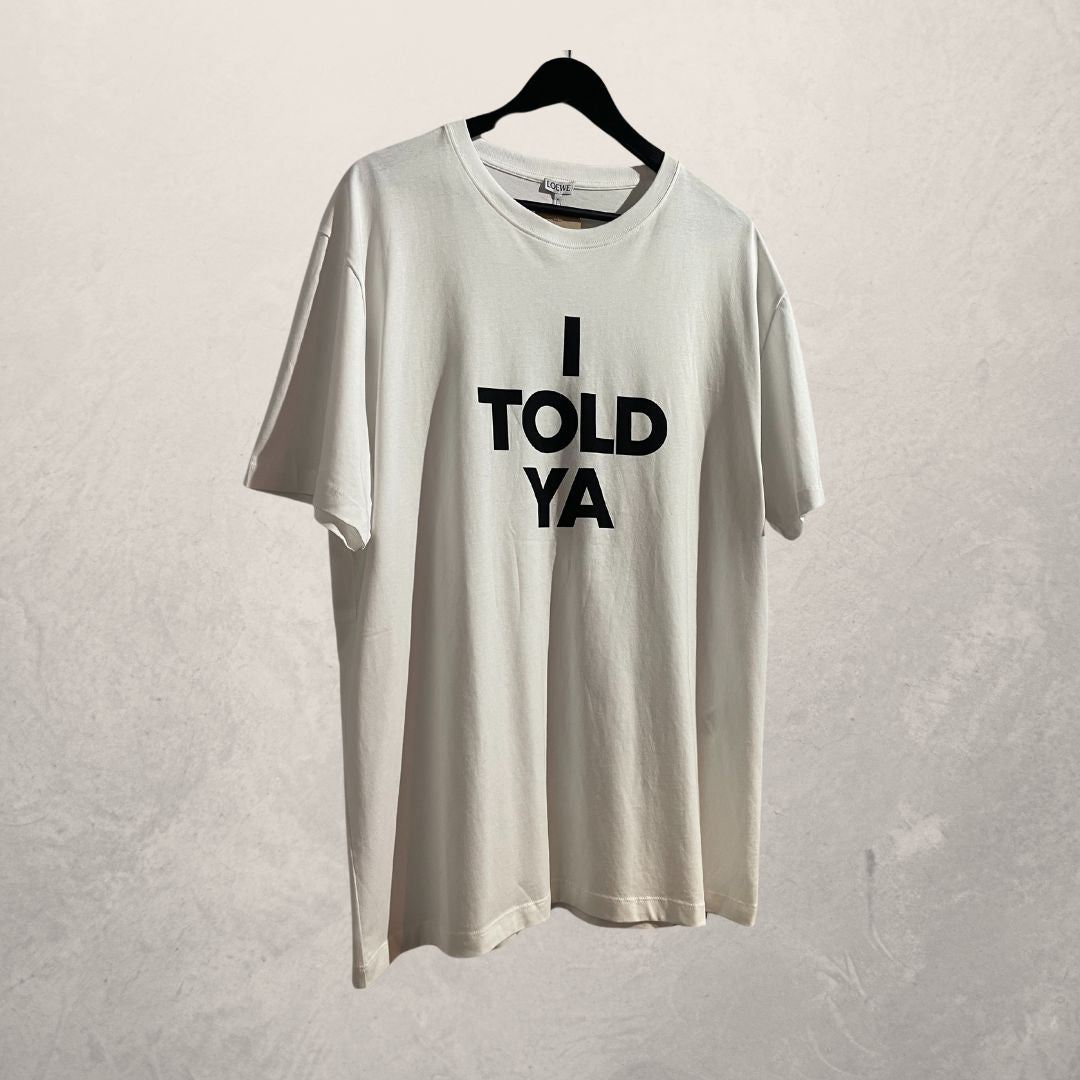 Loewe white challengers “I Told Ya” t-shirt L/XL (overal uitverkocht)