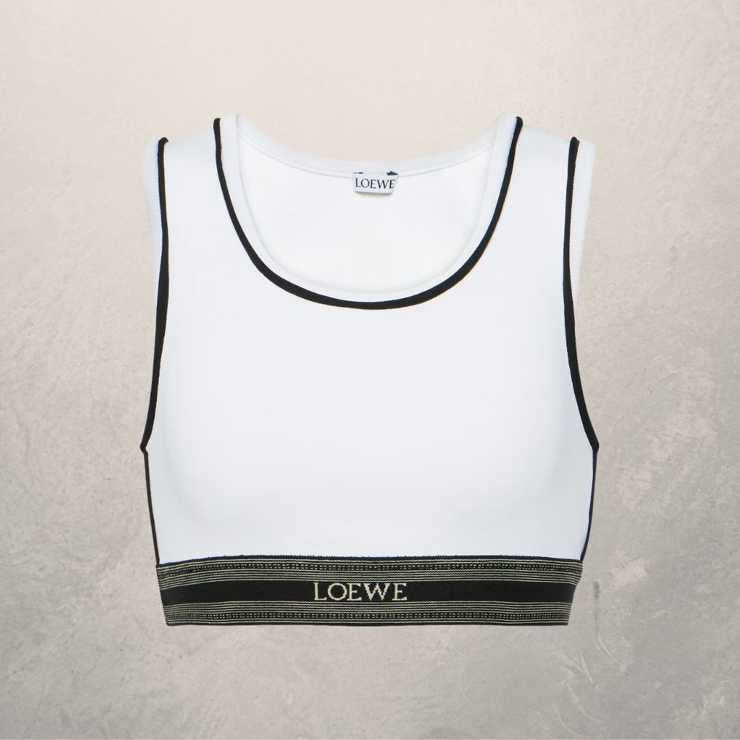 Loewe white logo cropped tank top S/M