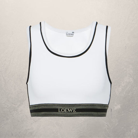 Loewe white logo cropped tank top S/M